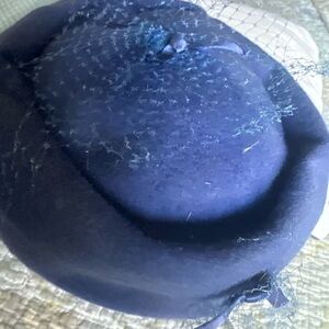 Vintage Elegance: Navy Blue Ritz Wool Felt Cocktail Hat!!!!